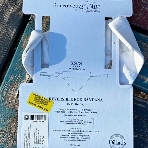 Borrowed & Blue 'Dog of Honor' White Gold Embroidered Dog Bandana - Picture 4 of 5